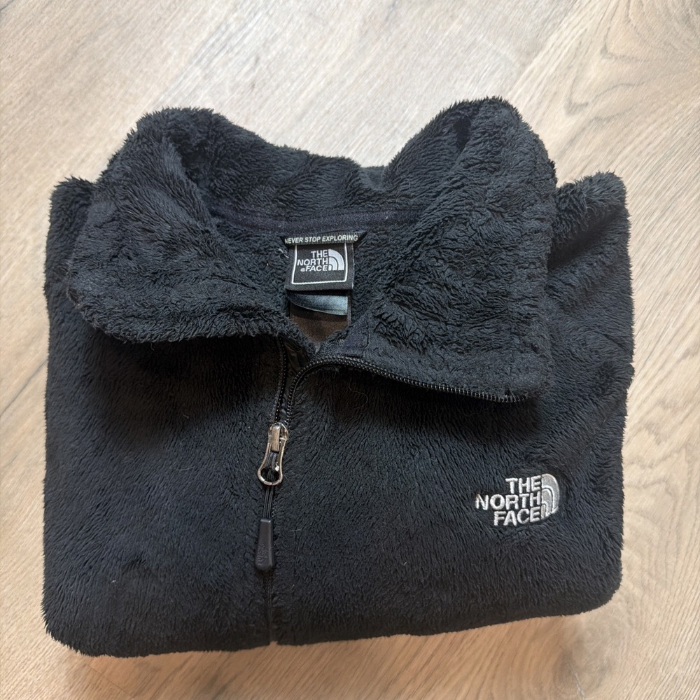 The North Face Women's Full Zip Osito Fleece Jacket Black Size L Autumn-Winter.